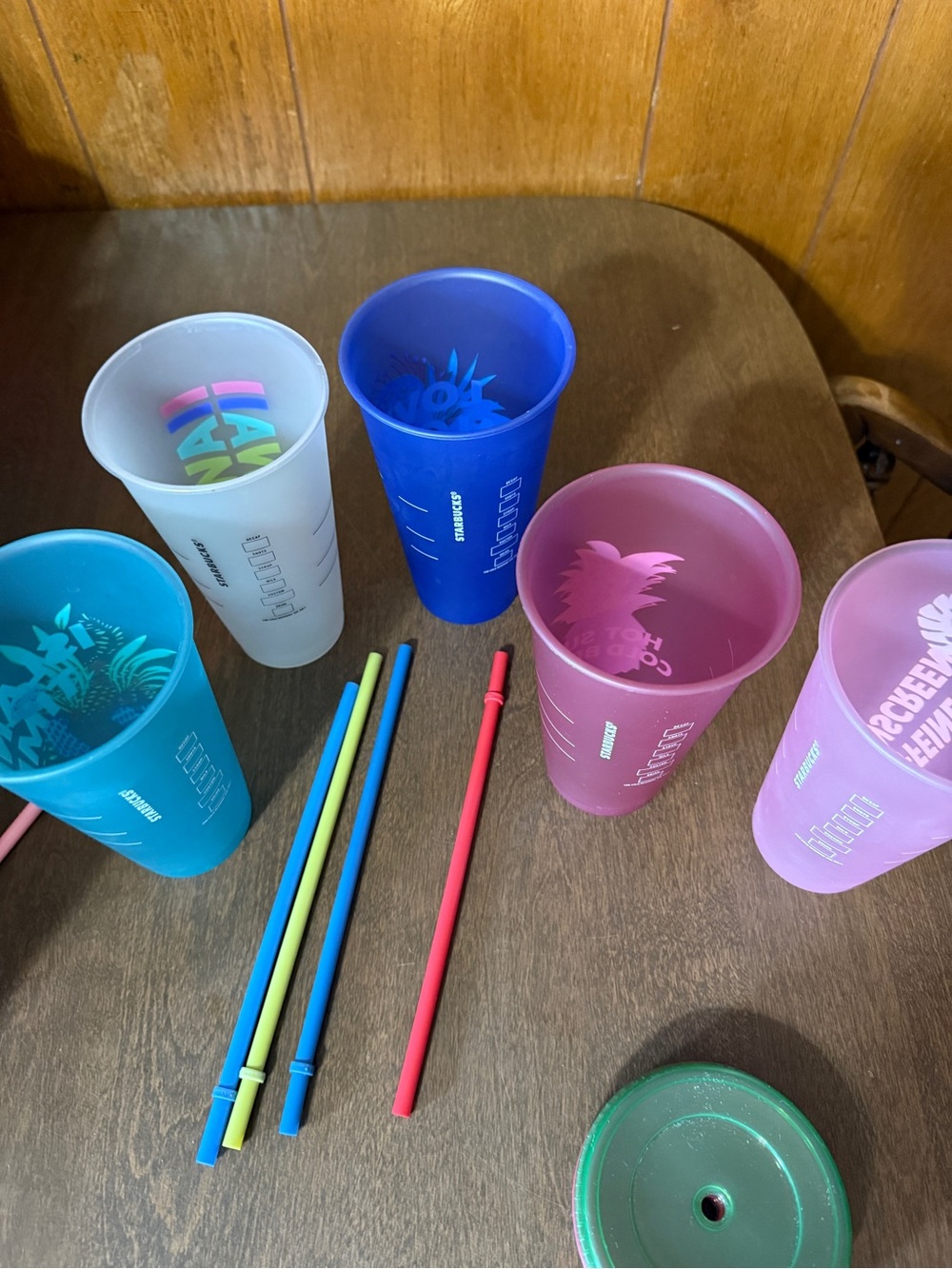 2020 Starbucks Hawaii Collection 24oz Set Of 5 Reusable Cold Cups With Straws - Picture 6 of 10